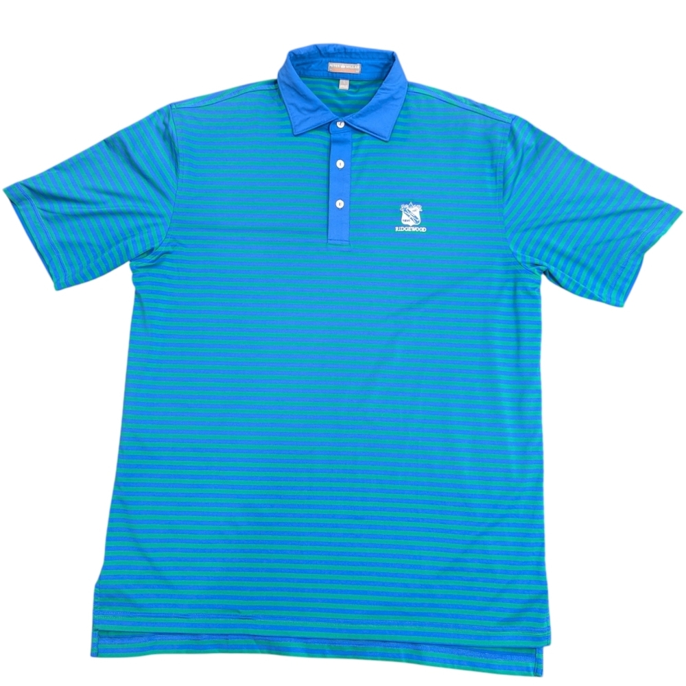 Peter Millar Summer Comfort Performance Blue and Green Stripes Men's Size Large
